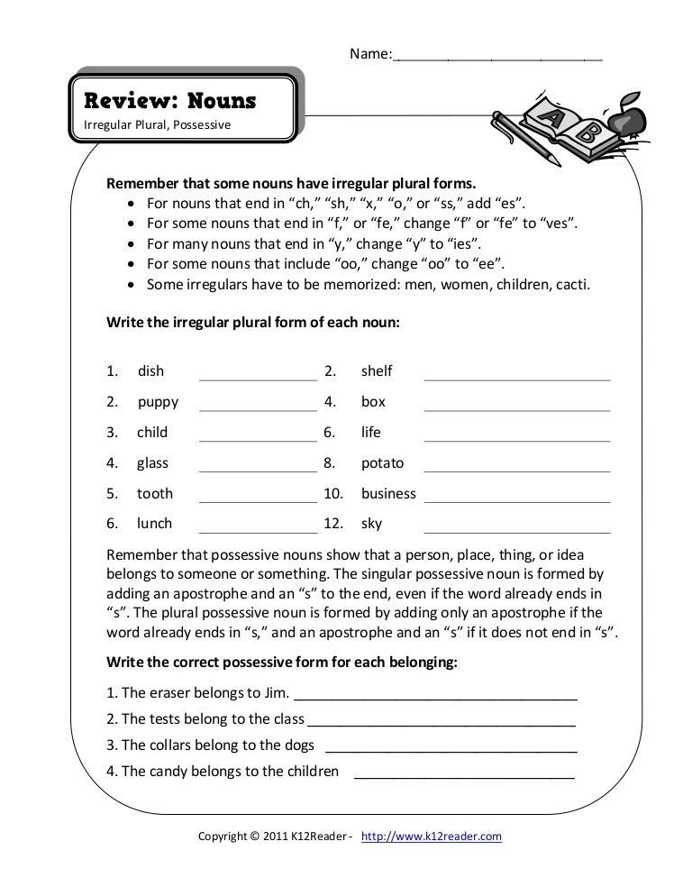 plural noun worksheet