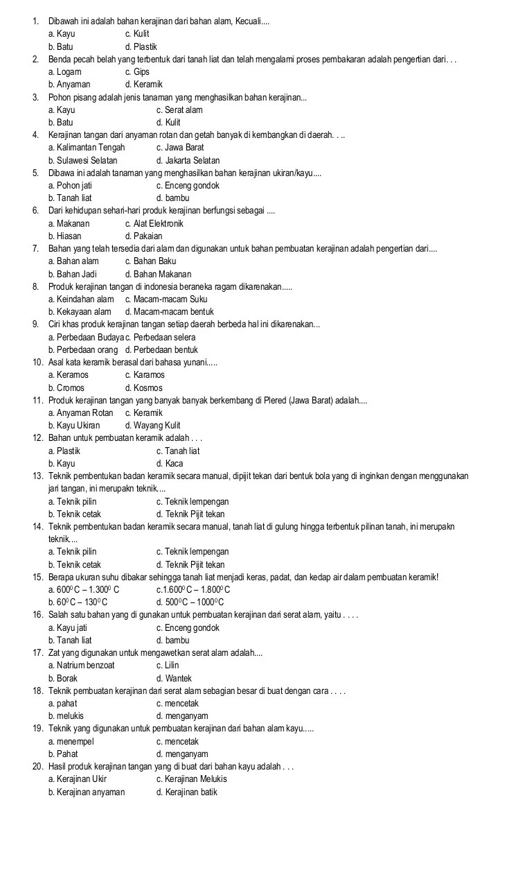 Kerajinan Dari Bahan Alam Dan Contohnya Rekreartive 