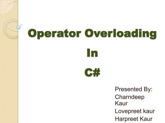 Presentation On Overloading | PPTX