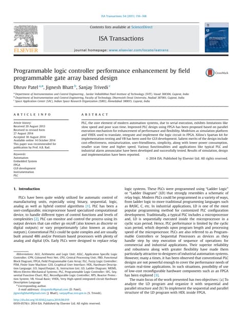 Programmable Logic Controller Performance Enhancement By Field