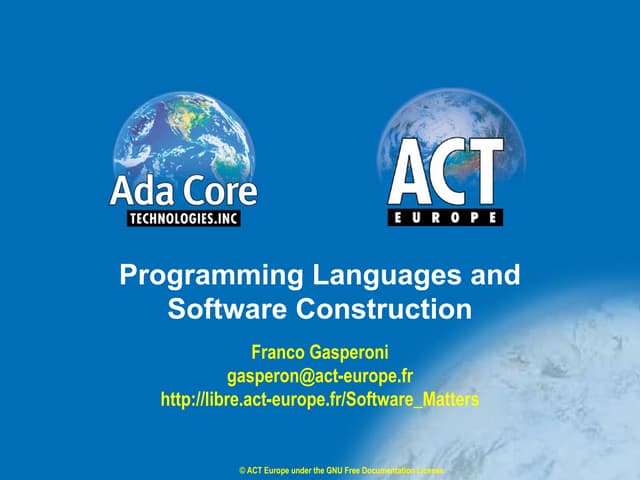 Programming Languages And Software Construction | PPT