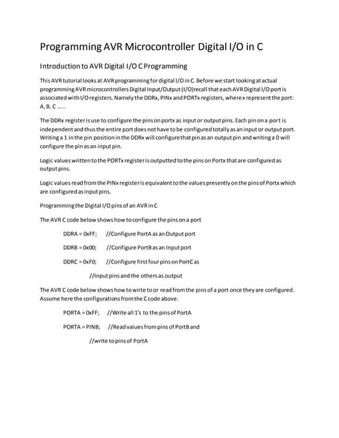Programming Avr Microcontroller Digital I | PDF