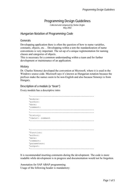 Programming Design Guidelines | PDF