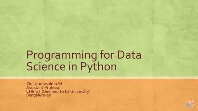 Programming For Data Science In Python | PDF