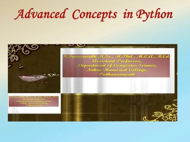 Advanced Concepts In Python | PPT