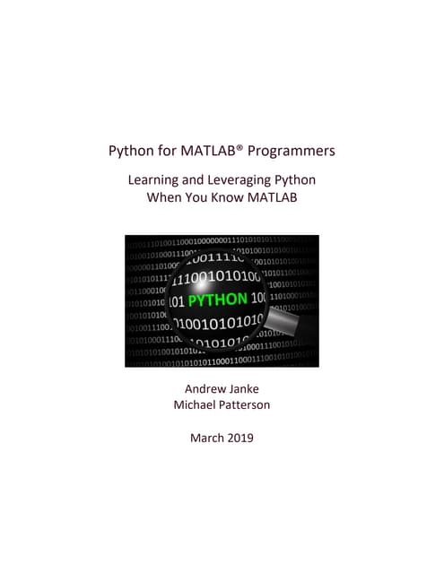 Python For MATLAB Programmers | PDF