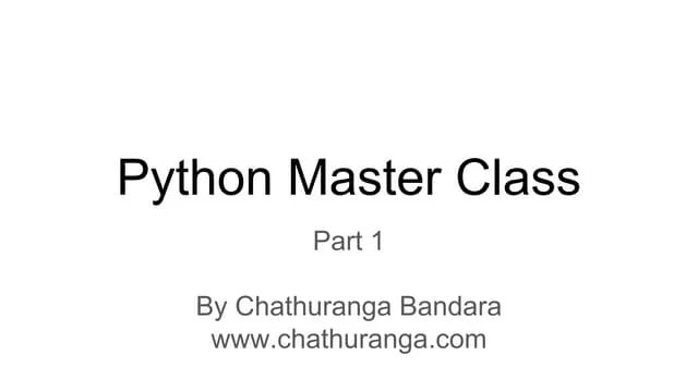 Python Master Class Part 1 Pdf