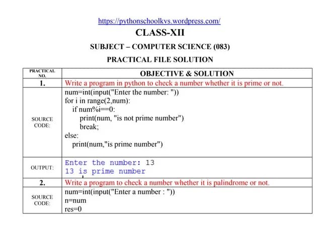 CBSE Class 12 Computer Practical Python Programs And MYSQL | DOCX | Programming Languages ...