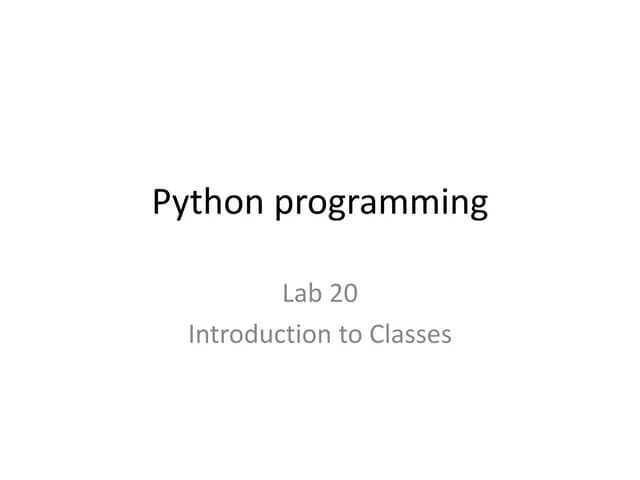 Python Programming Lab 20 | PPTX