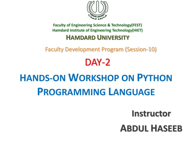 Python Programming Workshop Session 2 | PPT