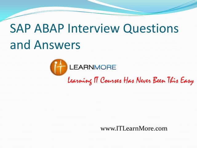 SAP ABAP Interview Question.pptx | Databases | Computer Software And ...
