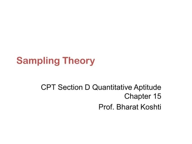 Chapter Four Sampling And Sampling Distribution | PPT