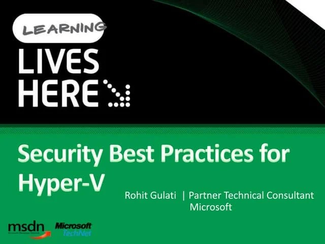 Security Best Practices For Hyper V And Server Virtualization | PPTX