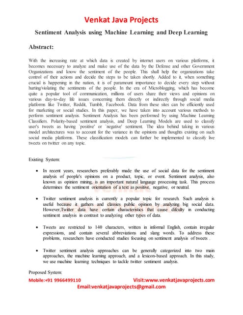 Sentiment Analysis Using Machine Learning | DOCX