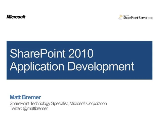 SharePoint 2010 Application Development | PPTX