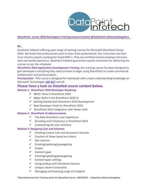 Share Point 2010 Admin Training Bangalore | PDF | Web Development ...
