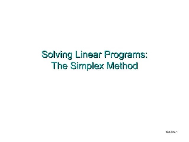 Simplex Method Ppt