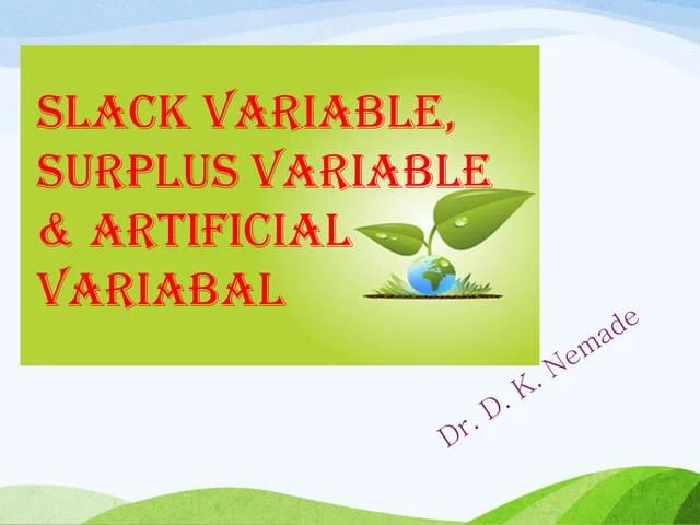 Simplex Method Slack Surplus Artificial Variable Pdf