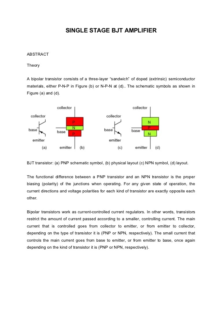 Single Stage Bjt Amplifier Experiment 6