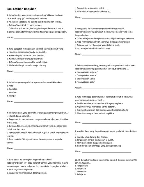 Demikianlah beberapa ulasan artikel tentang pertanyaan sulit tentang polusi udara yang dapat anda jadikan referensi untuk mengetahui lebih jauh mengenai pertanyaan sulit tentang polusi udara. Soal Latihan Imbuhan