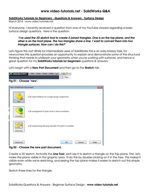 Solid Works Tutorials Beginner Surface Design | PDF