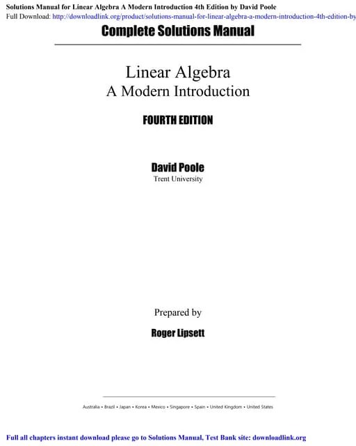 Linear Algebra A Modern Introduction Co Uk Poole David 8601421990653 Books Balancing theory and applications the book is written in a conversational style and combines a traditional presentation with a focus on student-centered learning.