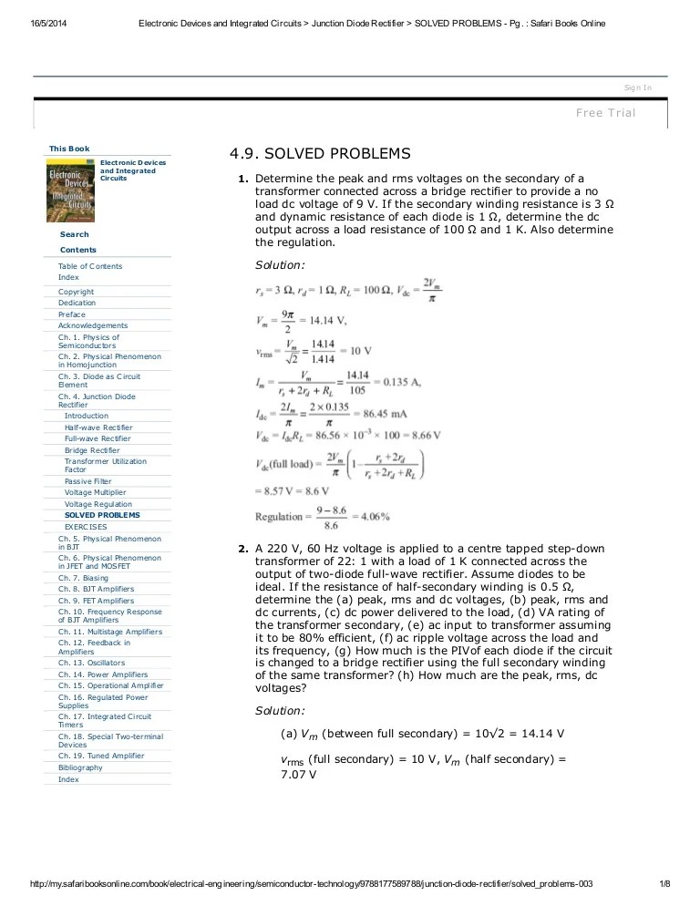 Solved Problems On Rectifiers