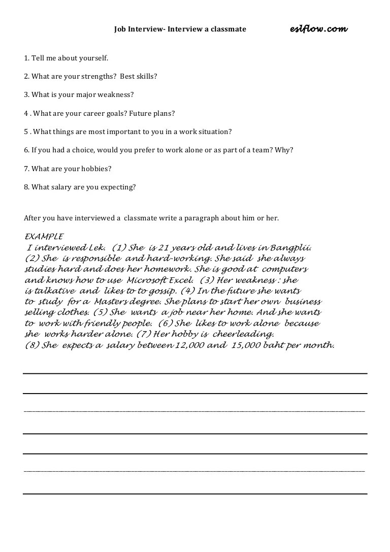 speaking job interview writingexerciseworksheet