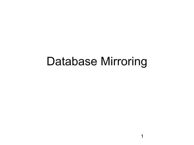 SQL Database Mirroring Setup | PPT