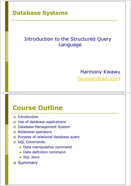Introduction To The Structured Query Language SQL | PDF