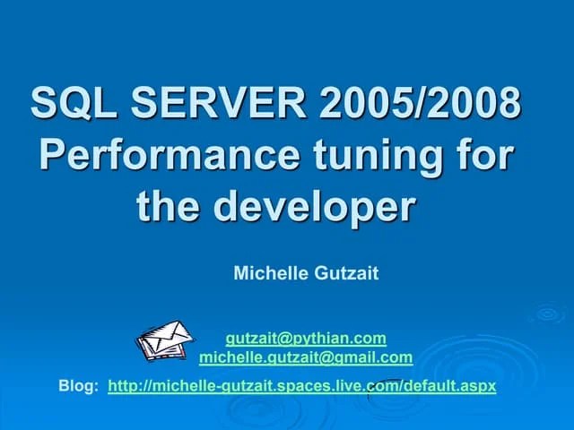 Sql Performance Tuning For Developers | PDF