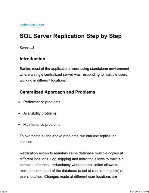 SQL Server Replication Transactional Replication From MSSQL 200x To ...