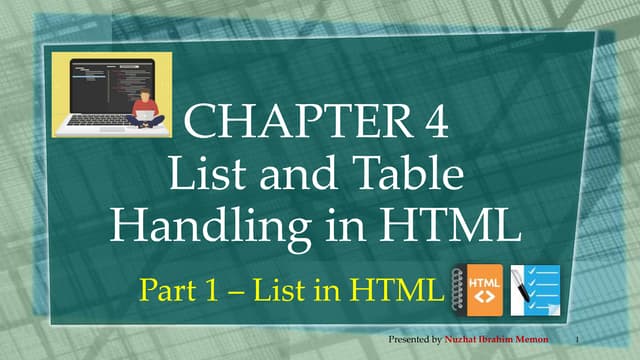 Std 10 Computer Chapter 4 List And Table Handling In HTML(Part 1 List ...