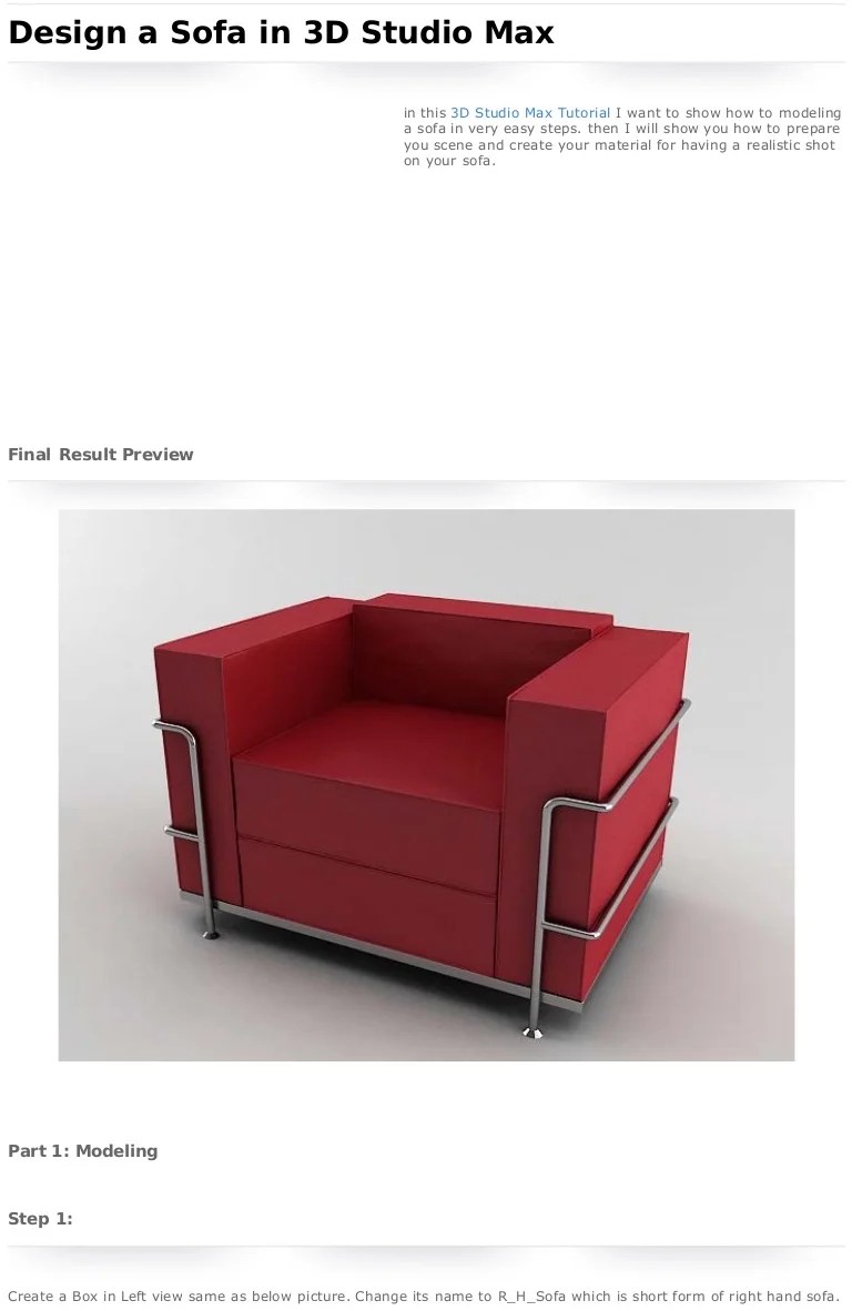Studio Max Object Tutorial 01 Making Of Sofa
