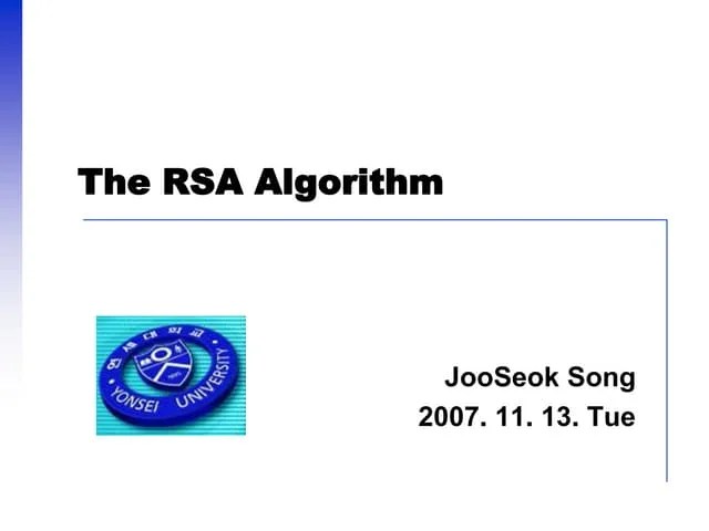 The Rsa Algorithm | PPT