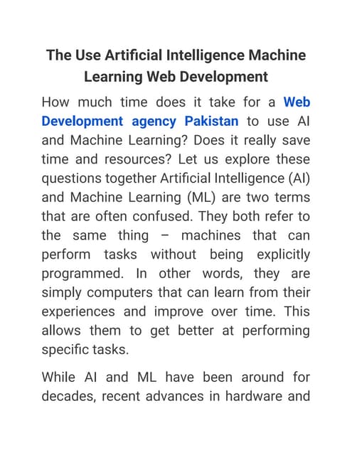 The Use Artificial Intelligence Machine Learning Web Development.pdf