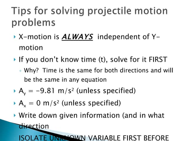 Tips For Solving Projectile Motion Problems | PPT | Physics | Science