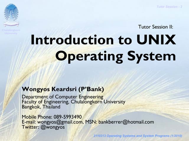 SysProg-Tutor 02 Introduction To Unix Operating System | PPT