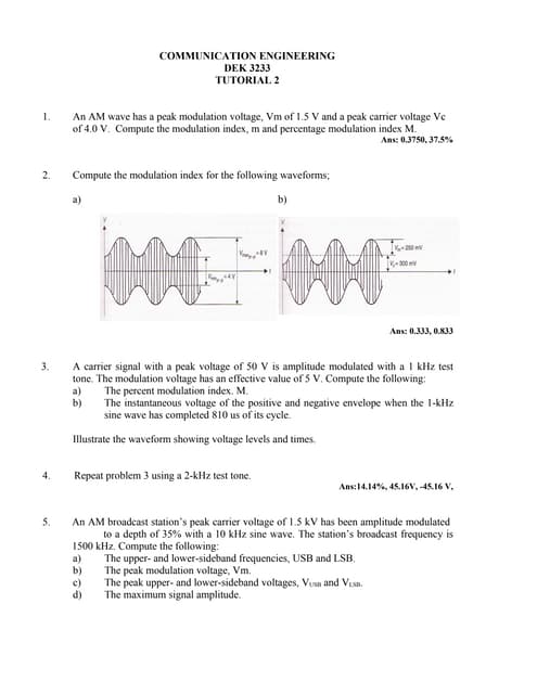 Tutorial 2 Amplitude Modulation | PDF