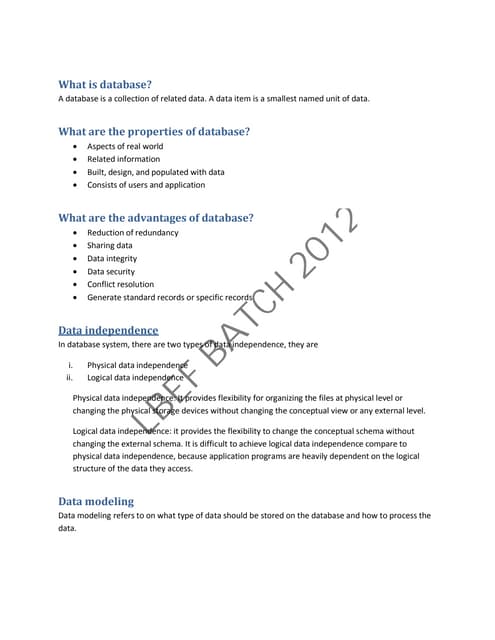 Unit 1 Basic Concepts Of Dbms Pdf