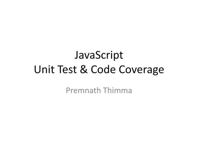 Unit Testing JavaScript With Jasmine | PPT