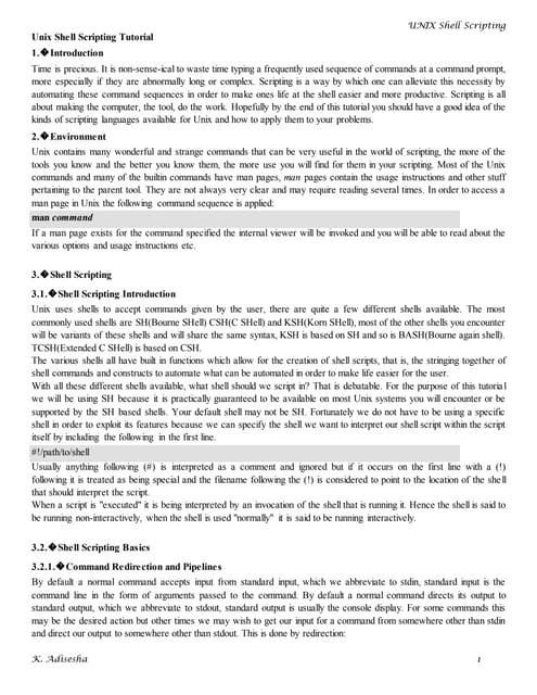 Unix Shell Scripting Tutorial | PDF