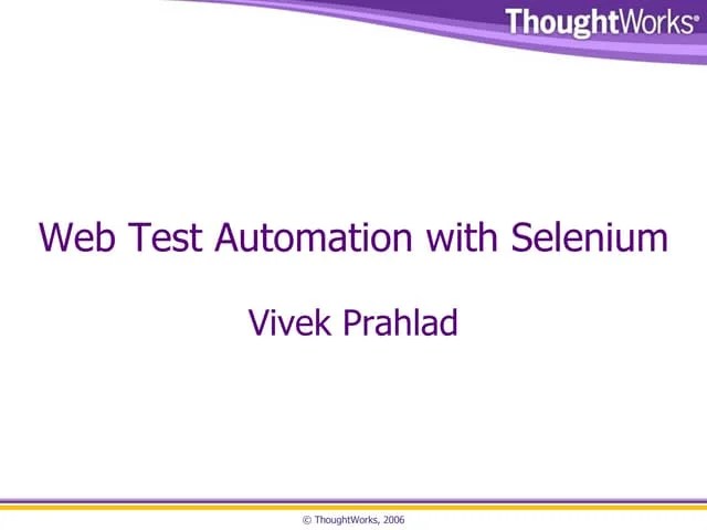 Web Test Automation With Selenium | PPT