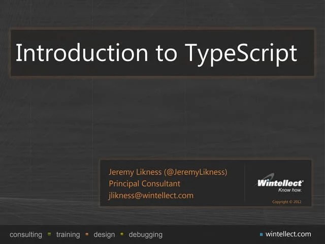 Introduction To TypeScript | PPTX