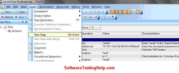 Add new step in QTP keyword view
