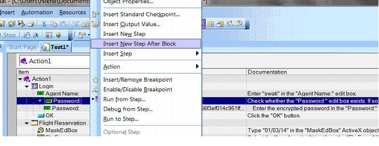 Insert new step after block