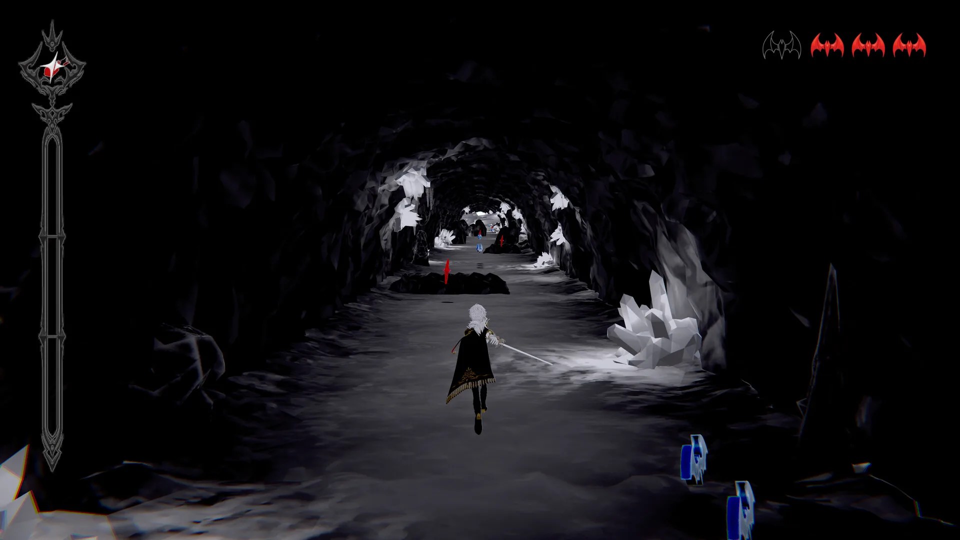 葛葉在充滿魔幻氛圍的魔界廢墟中進行跑酷與冒險