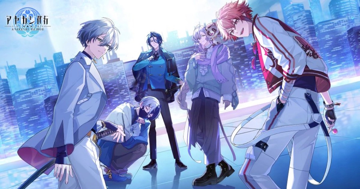 乙女遊戲風格男主角於湛藍海面的未來漂浮都市前遠眺