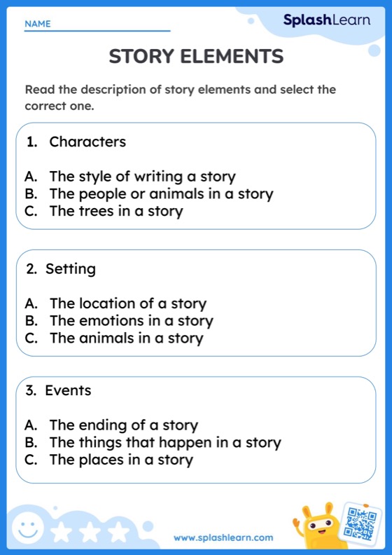 Story elements worksheets for kids online