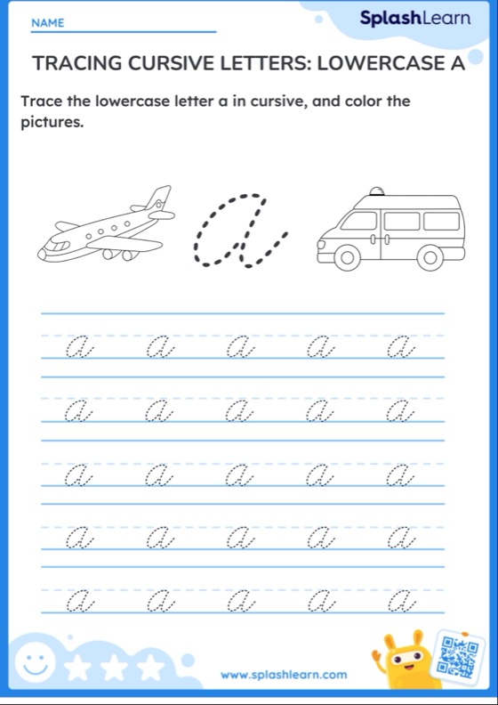 Printable cursive writing a to z worksheets